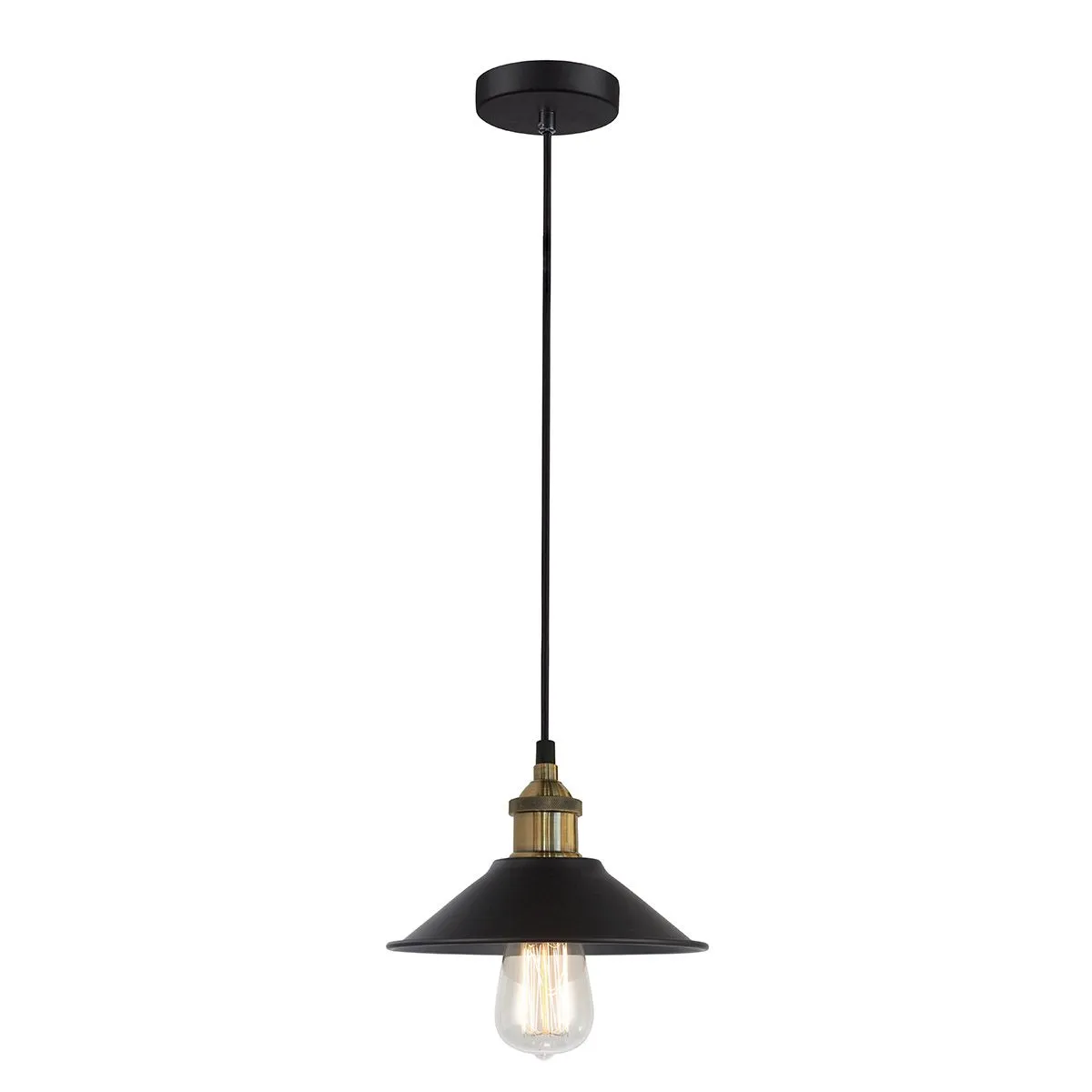 Kermio, retro lampa wisząca, czarna, E27, MDM-2318/1S