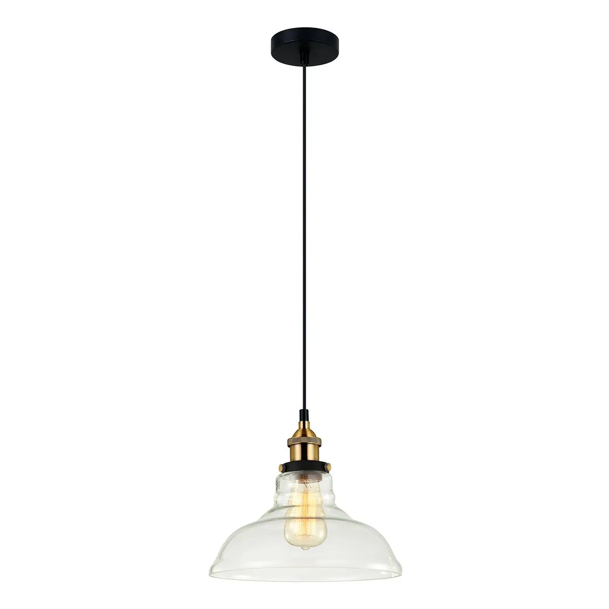 Hubert, retro lampa wisząca, czarno złota, E27, MDM-2381/1