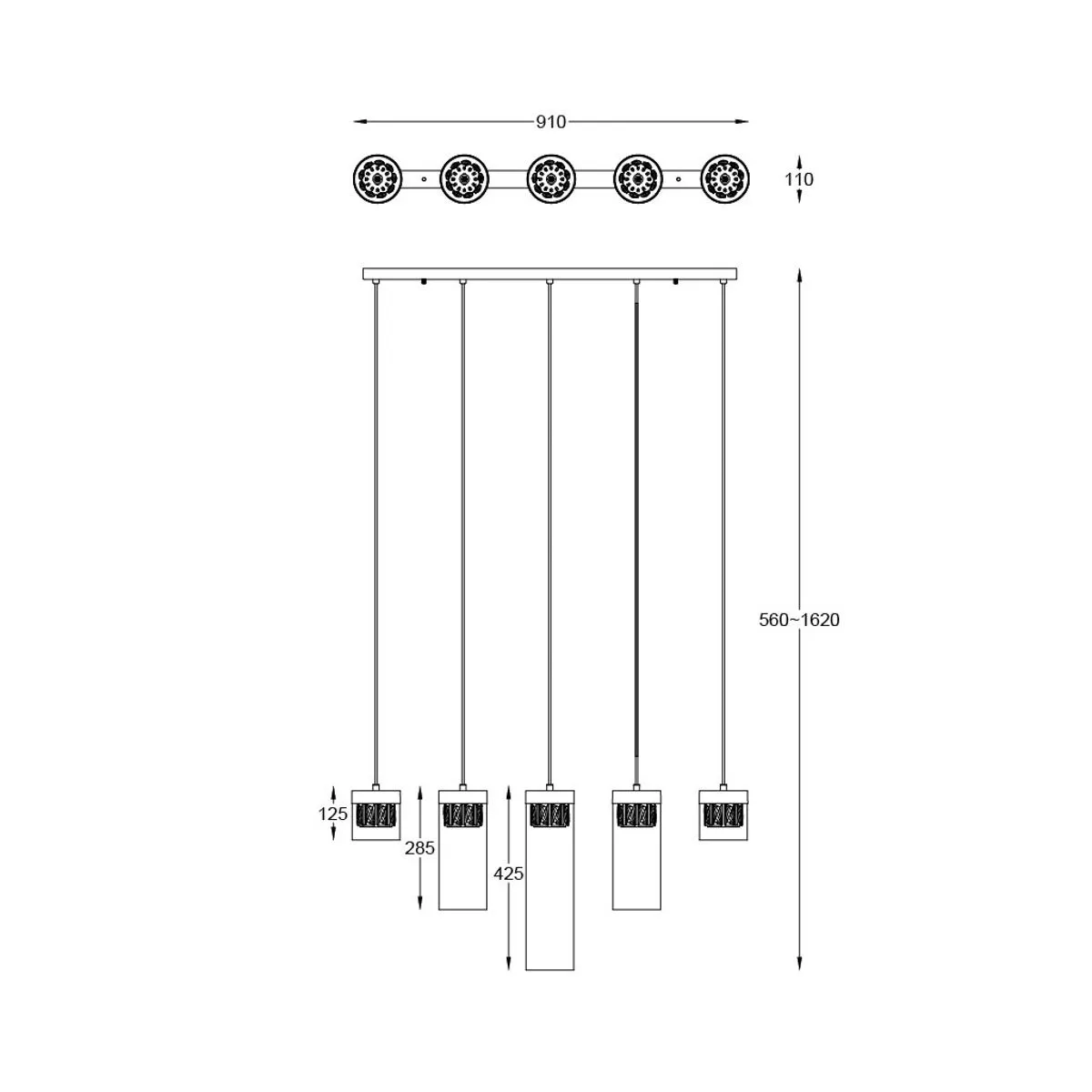 Gem, nowoczesna lampa wisząca na listwie, przezroczysta, G9, P0389-05E-F7AC