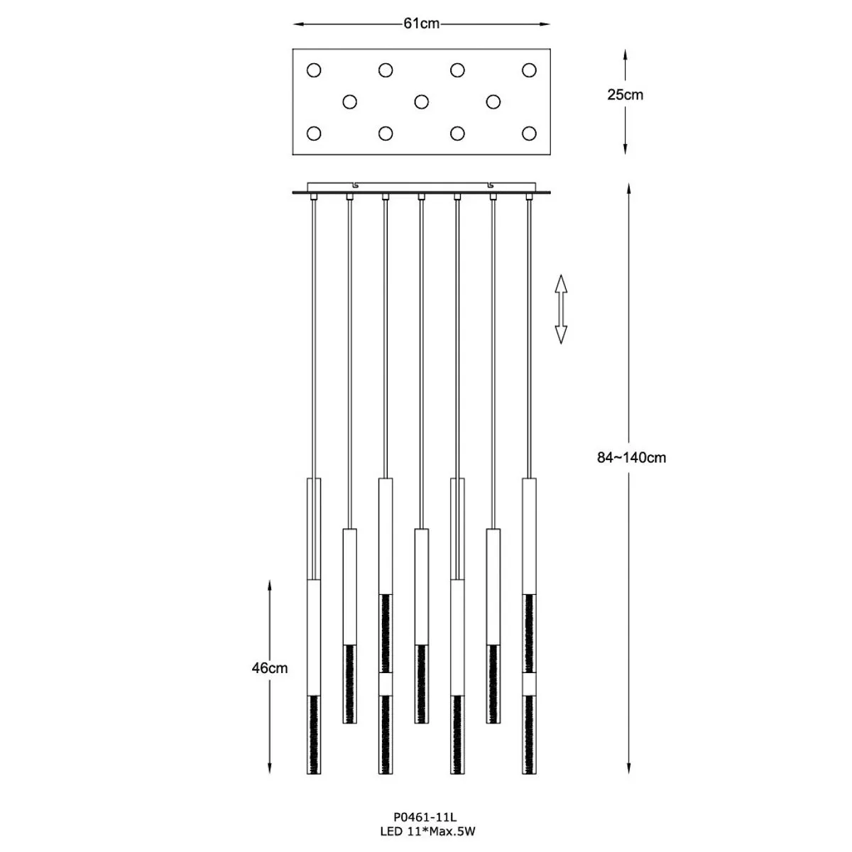 One, nowoczesna lampa wisząca, przezroczysta, LED, P0461-11L-B5F7