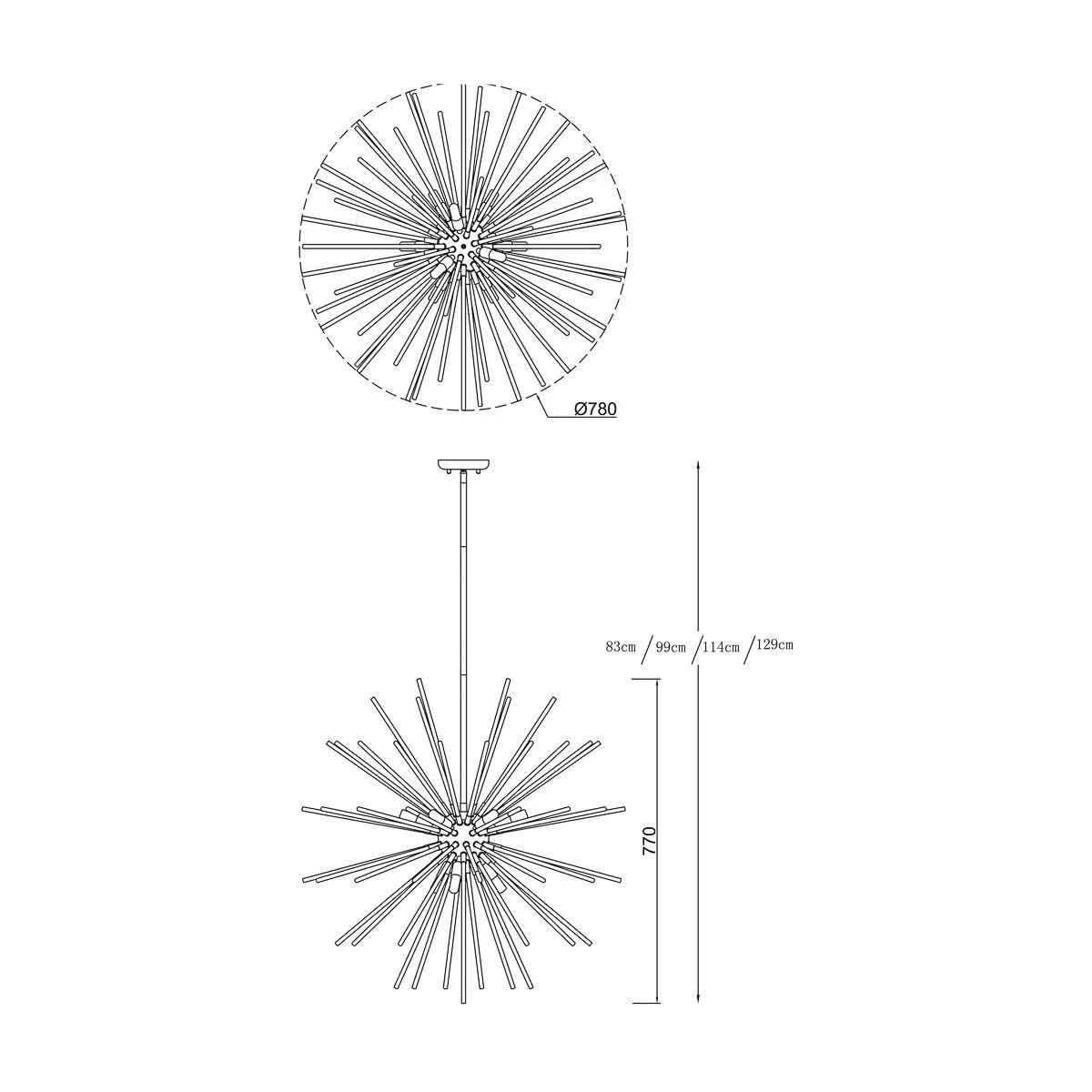 Urchin, nowoczesna lampa wisząca, złota, G9, P0491-09C-F7DY