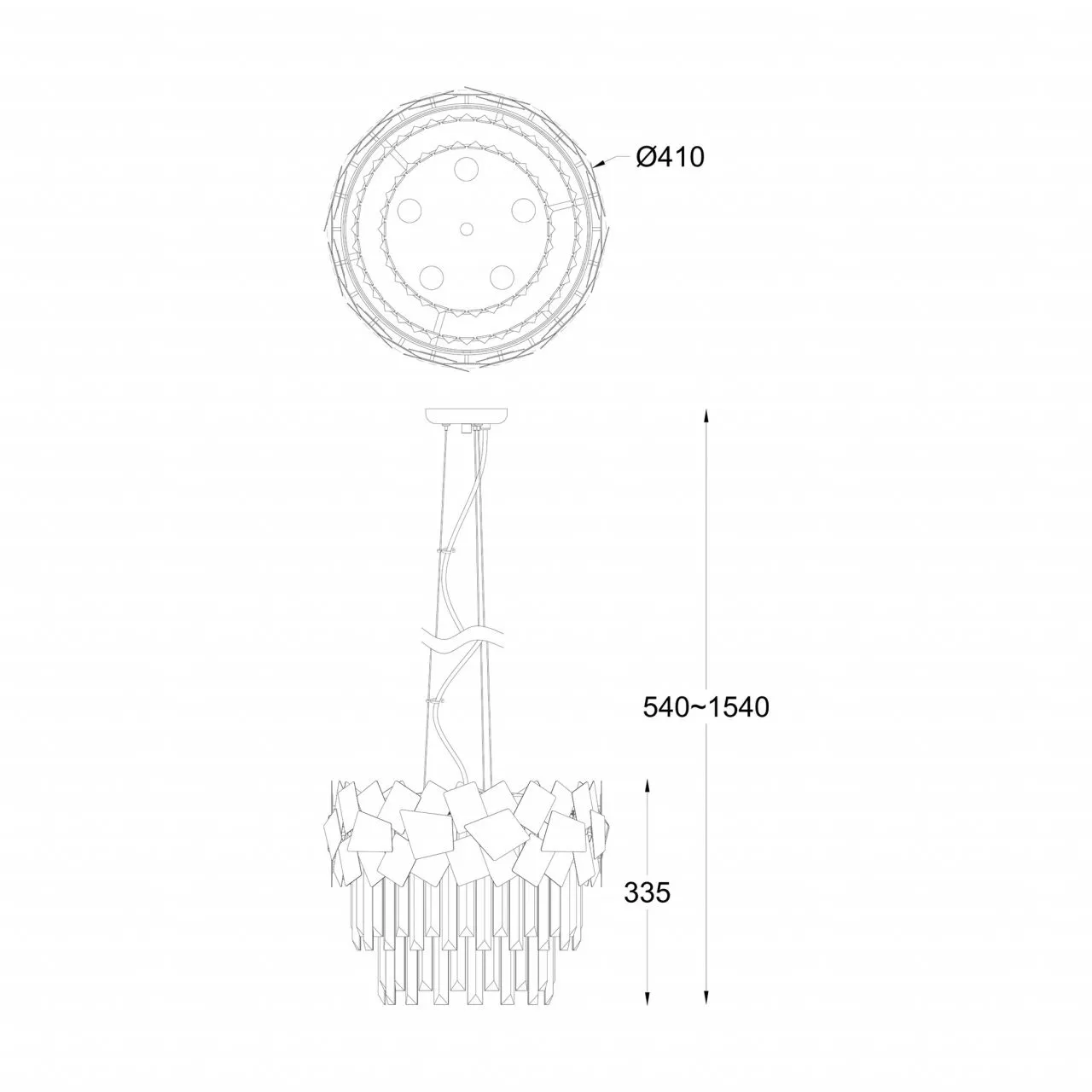 Quasar, nowoczesna lampa wisząca, przezroczysta, E14, P0506-05A-F4E3