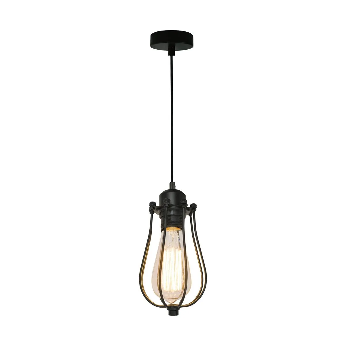 Horta, lampa wisząca w stylu industrialnym, czarna, E27, P14030C