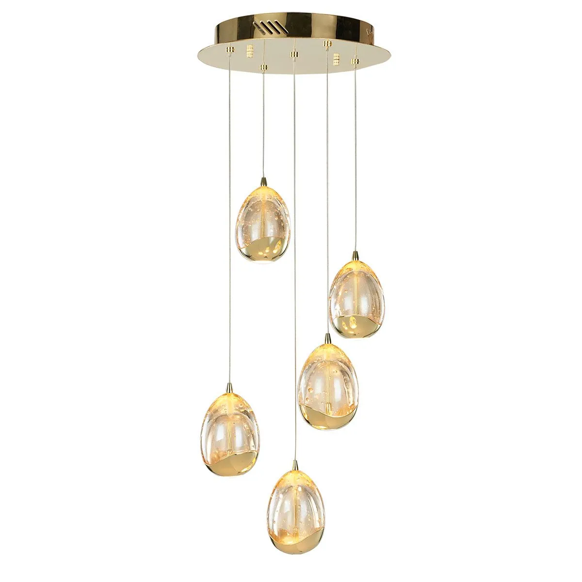 Huelto, nowoczesna lampa wisząca, LED, szampański złoty, PND-22112132-5A-CHPN
