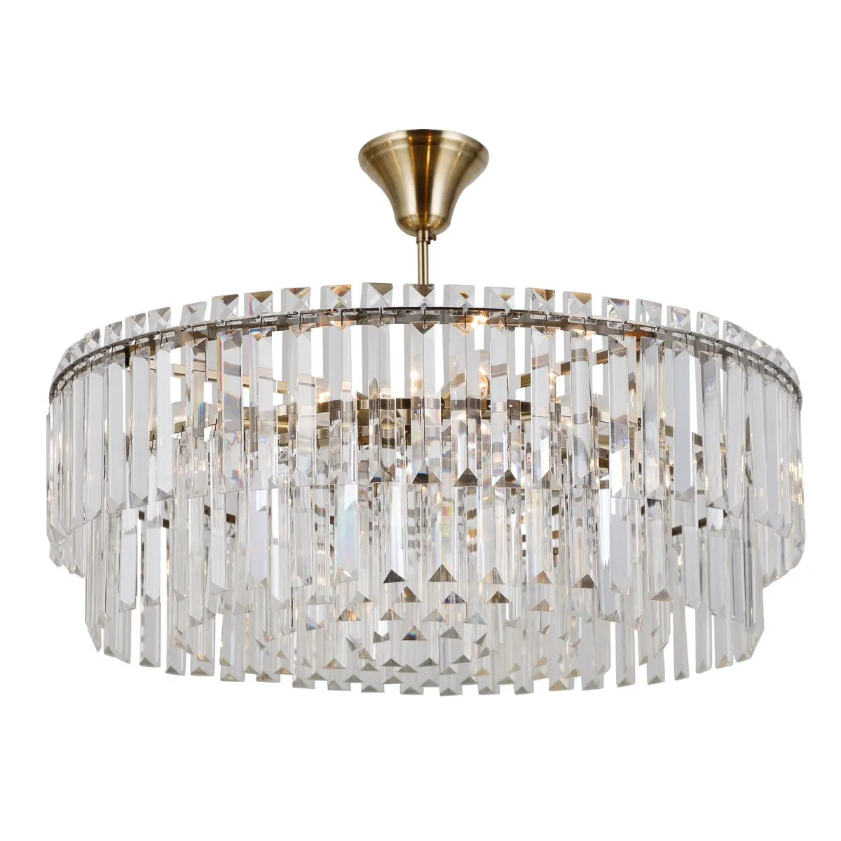 Buena, mosiężna lampa sufitowa, glamour, z kryształowym kloszem, PND-22320-8-ABR, E14