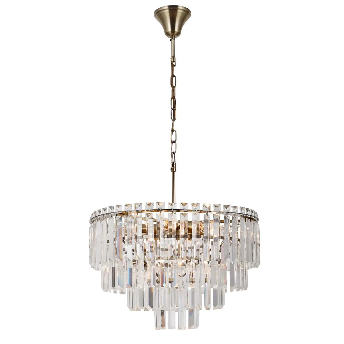 Buena, mosiężna lampa sufitowa, glamour, z kryształowym kloszem, PND-22320-9-ABR, E14