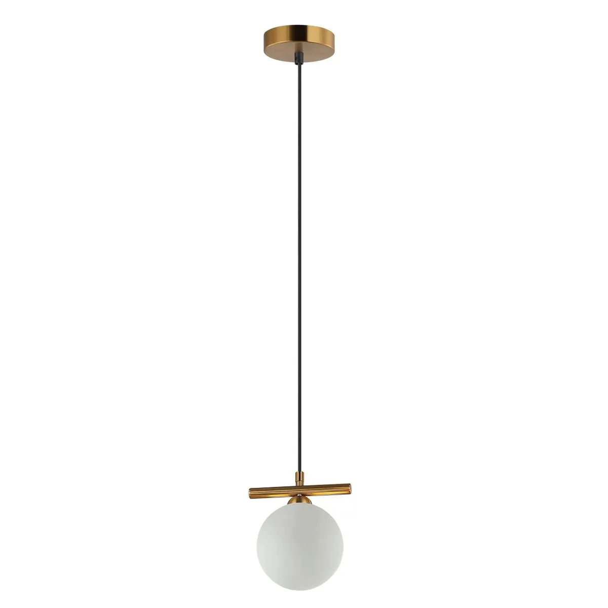 Merseta, minimalistyczna lampa wisząca, z białym, kulowym kloszem, PND-463321S-BRO+W, E14