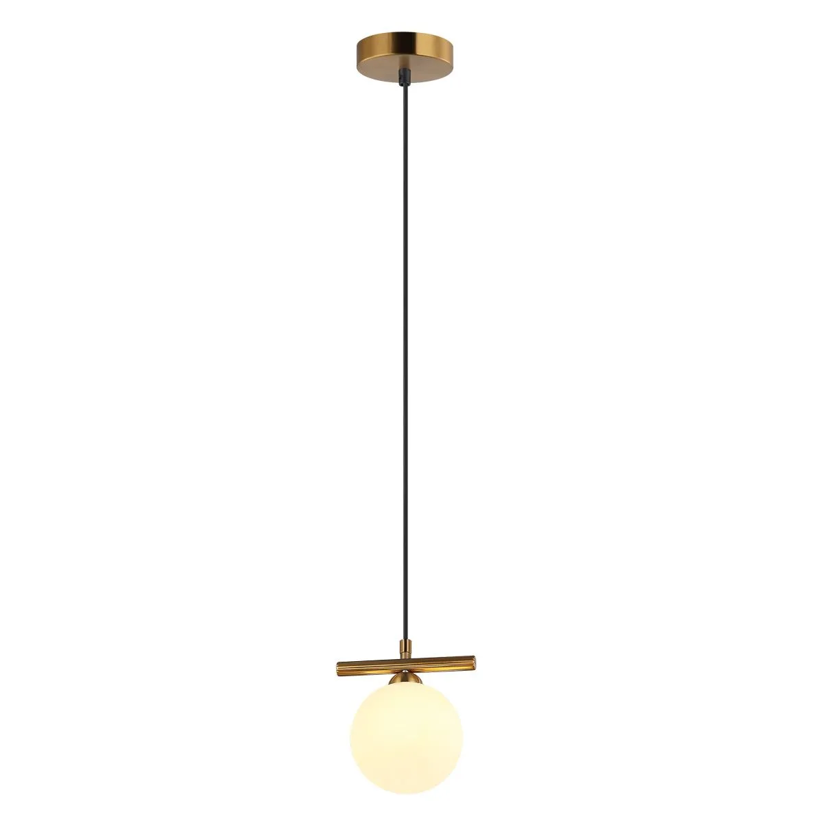 Merseta, minimalistyczna lampa wisząca, z białym, kulowym kloszem, PND-463321S-BRO+W, E14