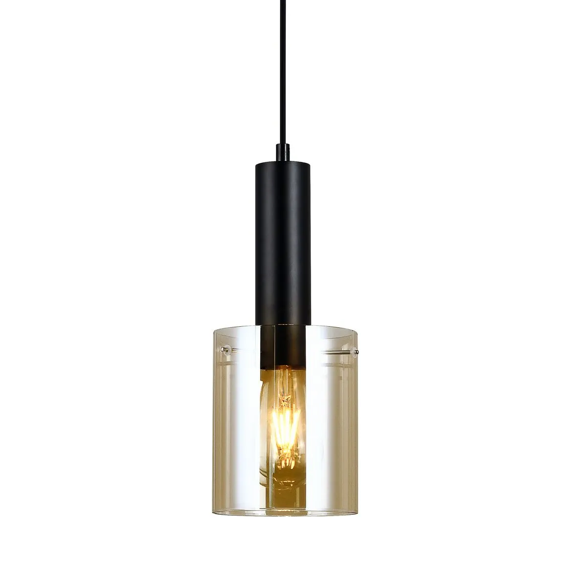Sardo, nowoczesna lampa wisząca, czarna, E27, PND-5581-1-BK+AMB