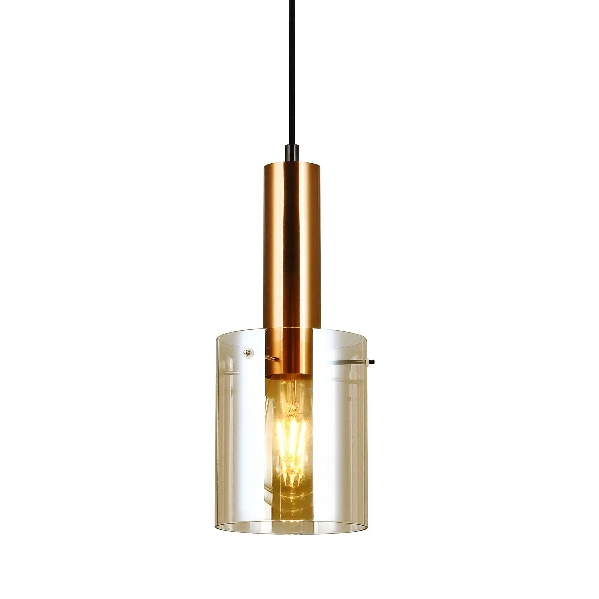 Sardo, nowoczesna lampa wisząca, w kolorze mosiężnym, E27, PND-5581-1-BRO+AMB