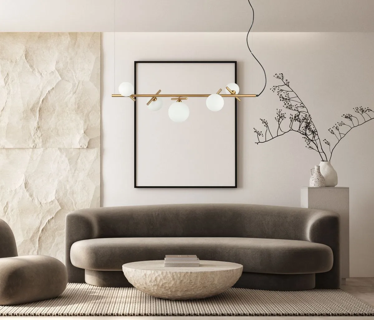 Reverso, nowoczesna, wisząca lampa, złota, PND-5622-5-BRO-W