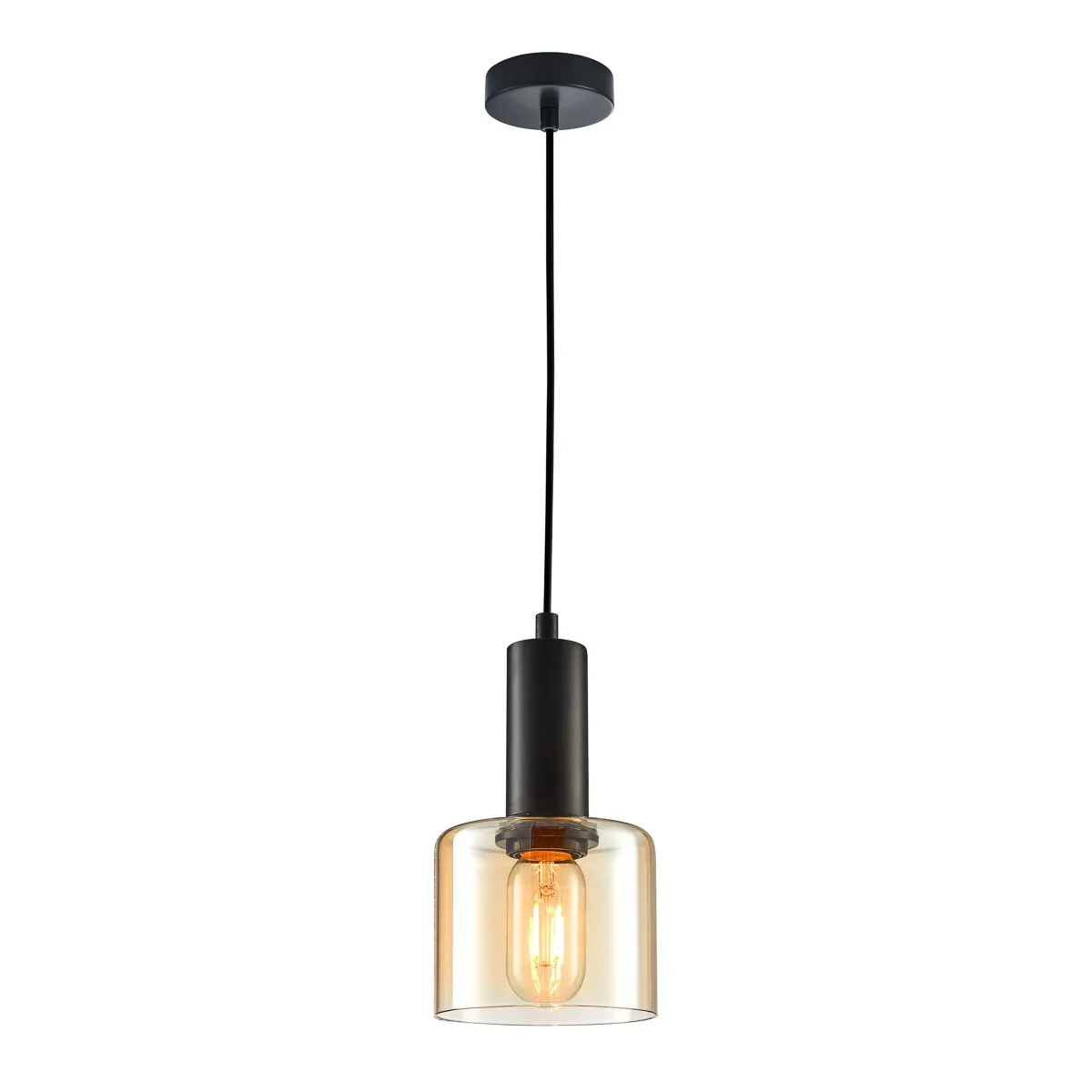 Santia, nowoczesna lampa wisząca, E27, PND-65342-1-BK+AMB