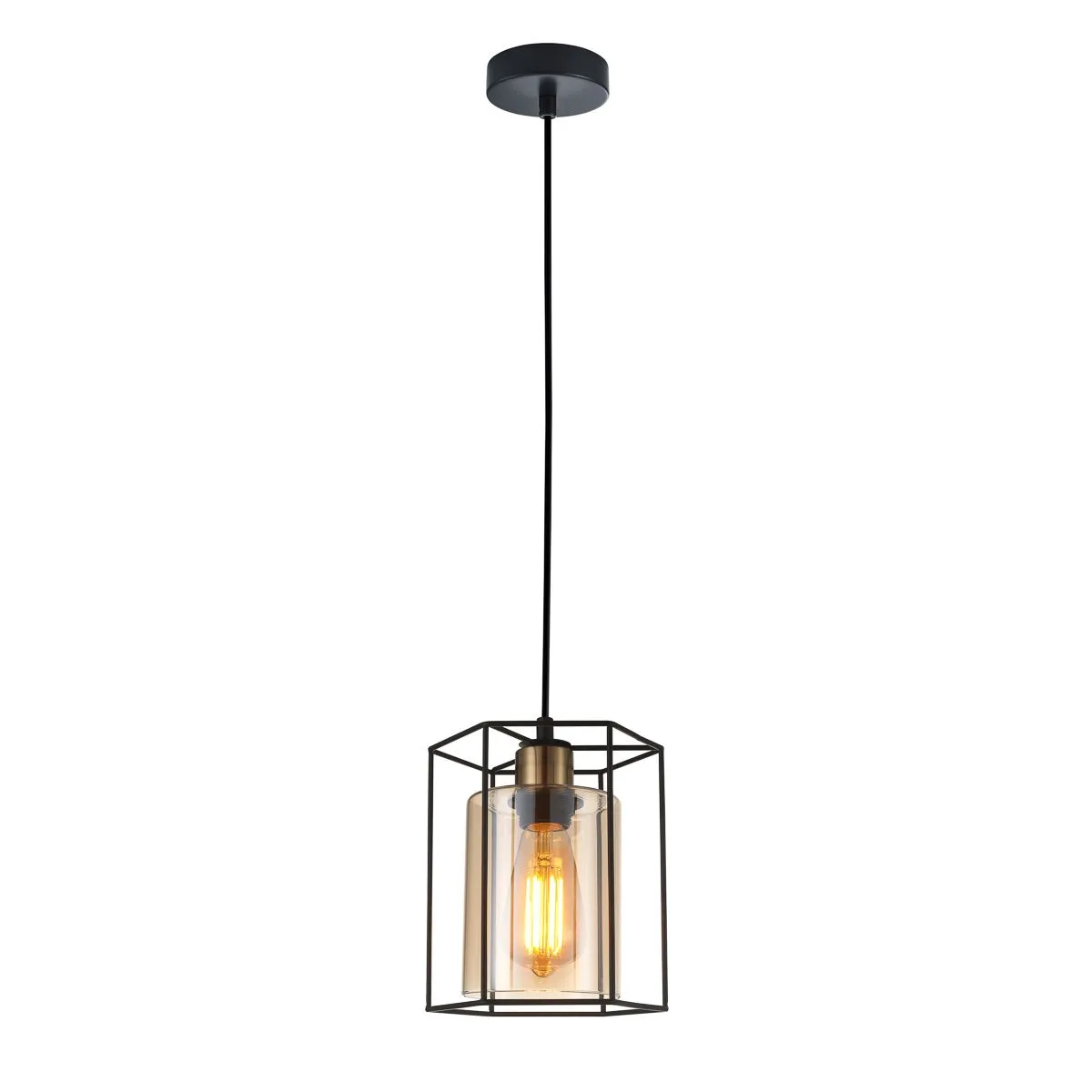 Kalula, nowoczesna lampa wisząca, E27, PND-78901-1-BK+AMB