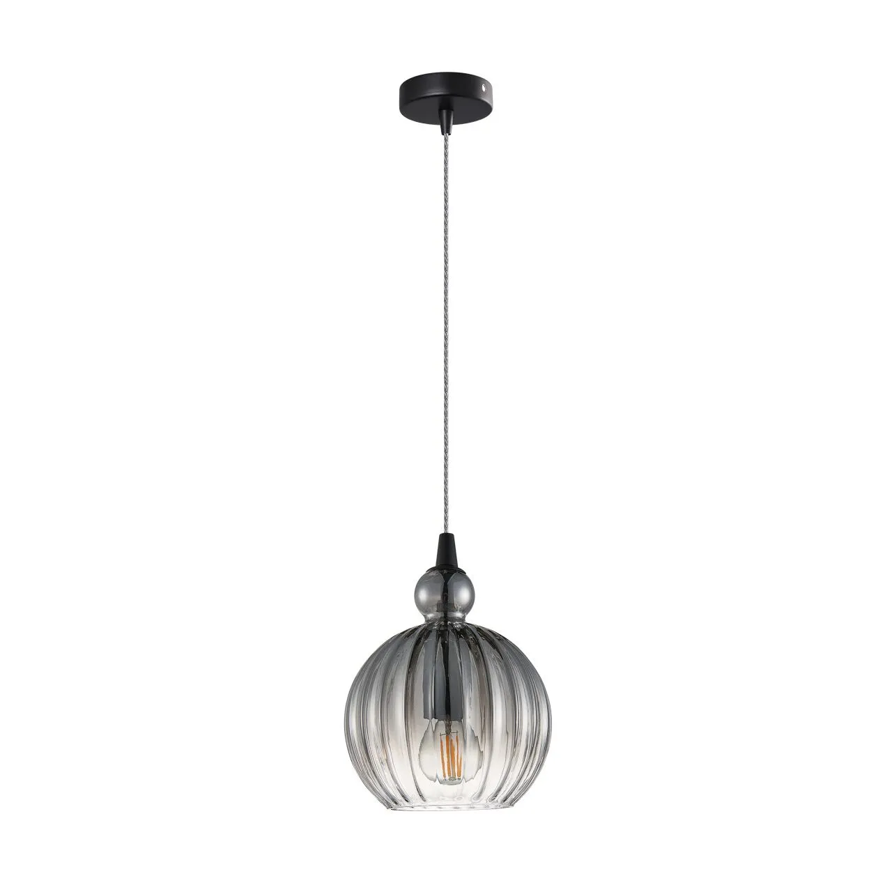 Biron, nowoczesna lampa wisząca, czarna, E27, PND-8744-1S-GR