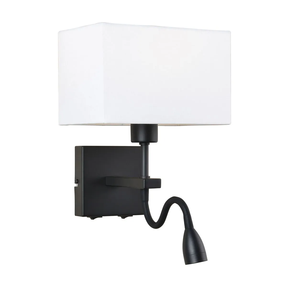 Norte, nowoczesna lampa przyłóżkowa, czarna, E27 i LED, WL-1122-2-BL-BM-RC-WH