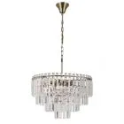 Buena, mosiężna lampa sufitowa, glamour, z kryształowym kloszem, PND-22320-9-ABR, E14