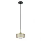 Lomica, złota, elegancka lampa wisząca, z mlecznobiałym, kulowym, szklanym kloszem, PND-55456-1M-GD,